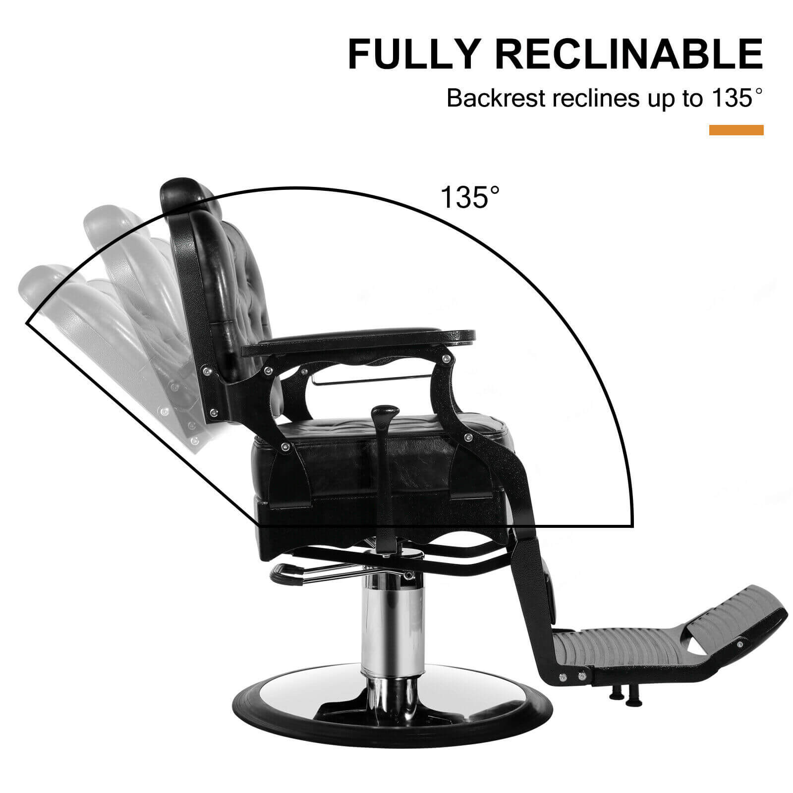 #5041 Vintage Barber Chair Heavy Duty Hydraulic Recline Salon Chair