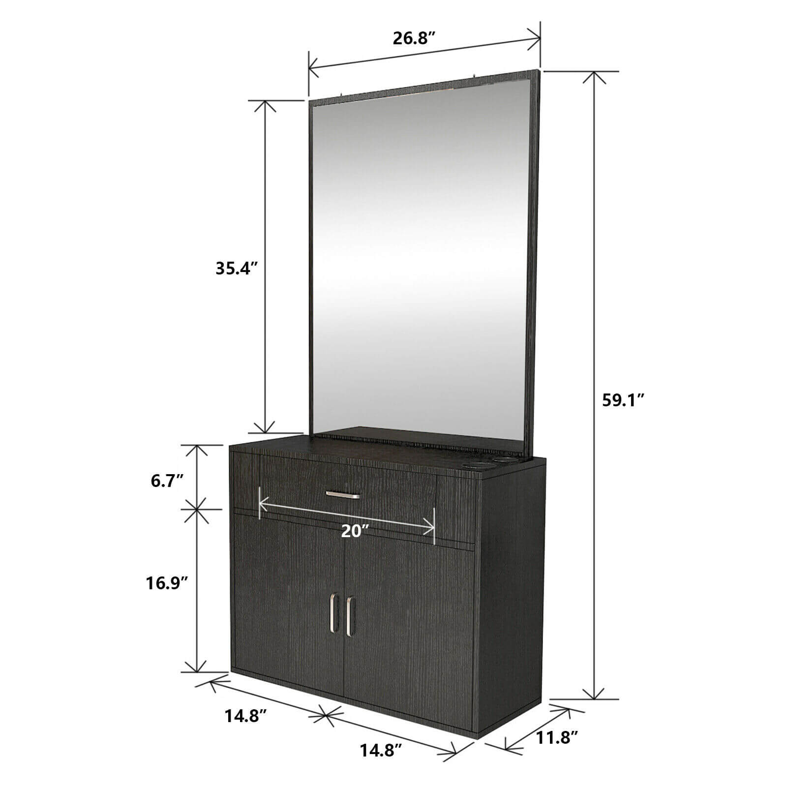 #11012 Wall Mount Barber Station Vanity Mirror Artist hand