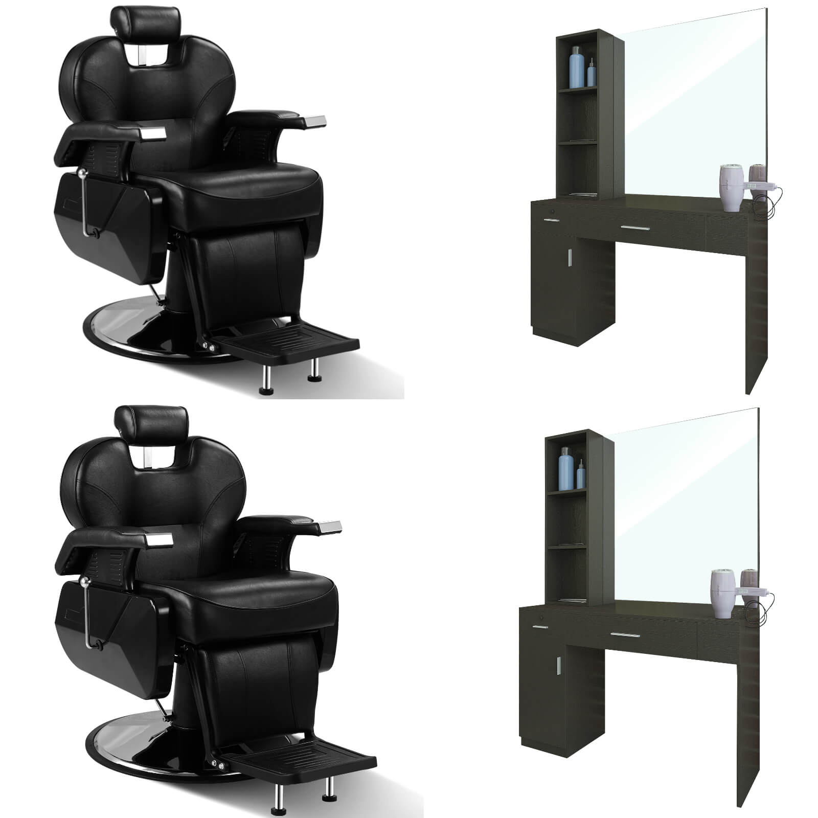 5001 Heavy Duty Barber Chair and Wall Mount Salon Station