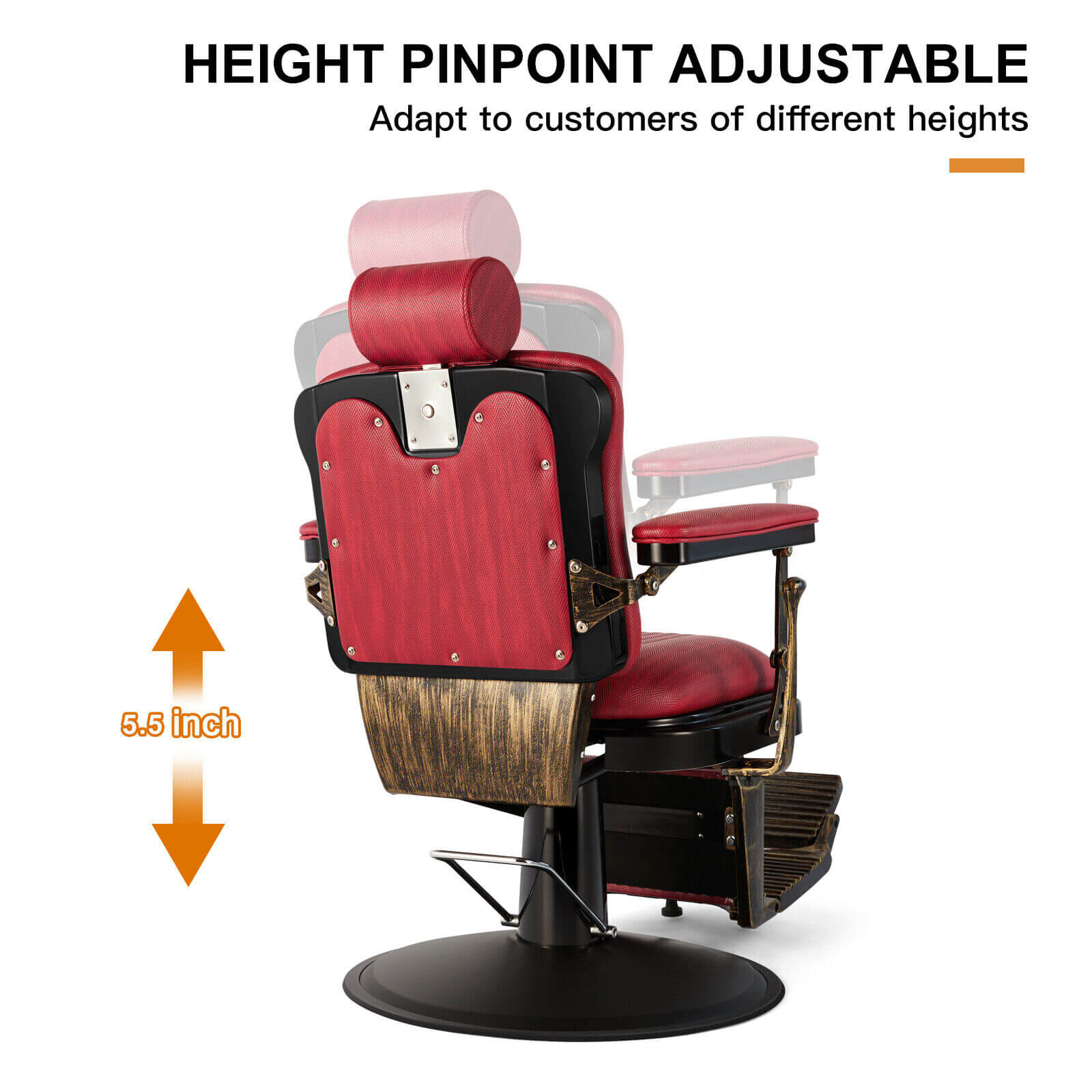 #5154 Retro Hydraulic Reclining Barber Chair (Burgundy) Artist hand