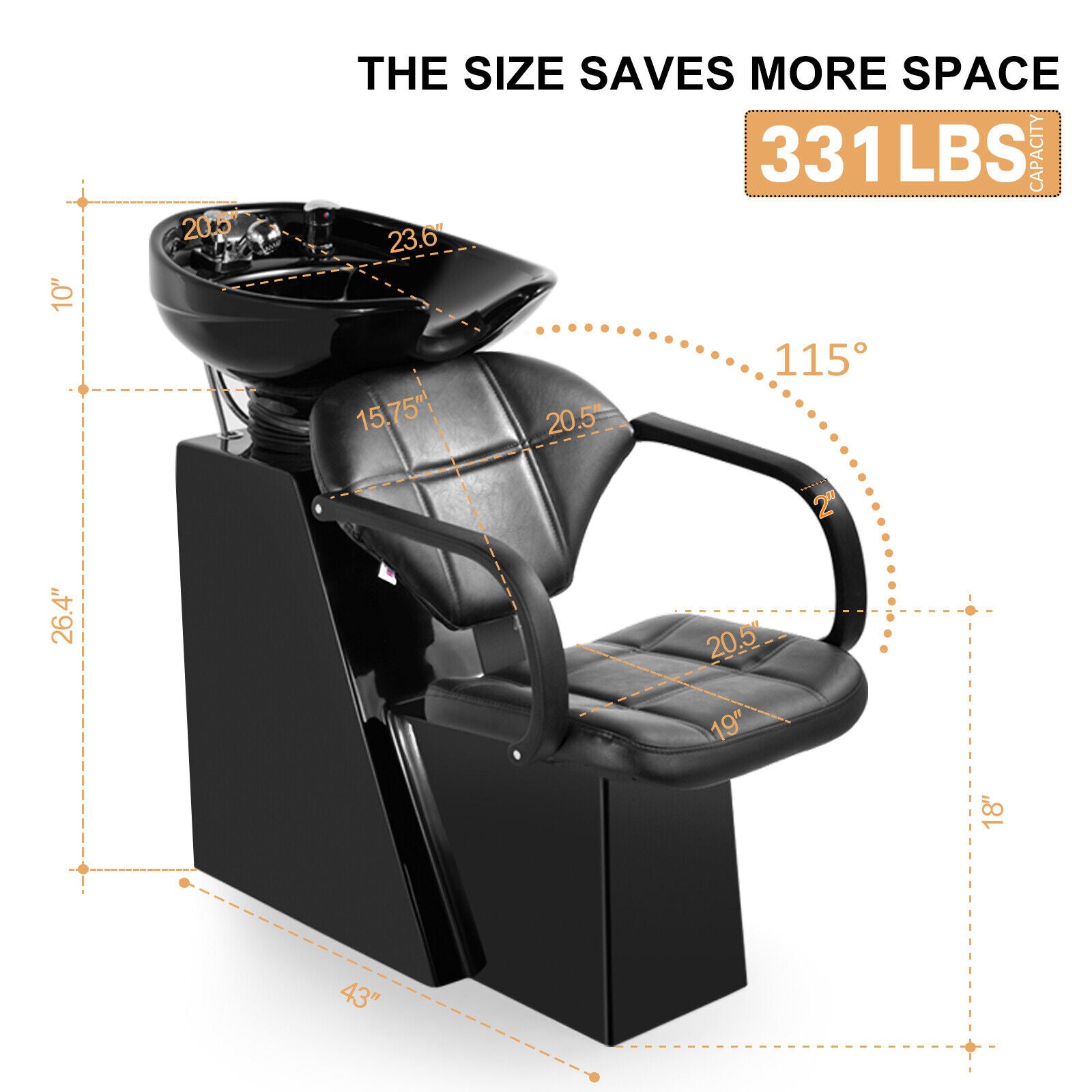 #1005 Shampoo Station Backwash Chair Shampoo Bowl Sink Unit Station Artisthand