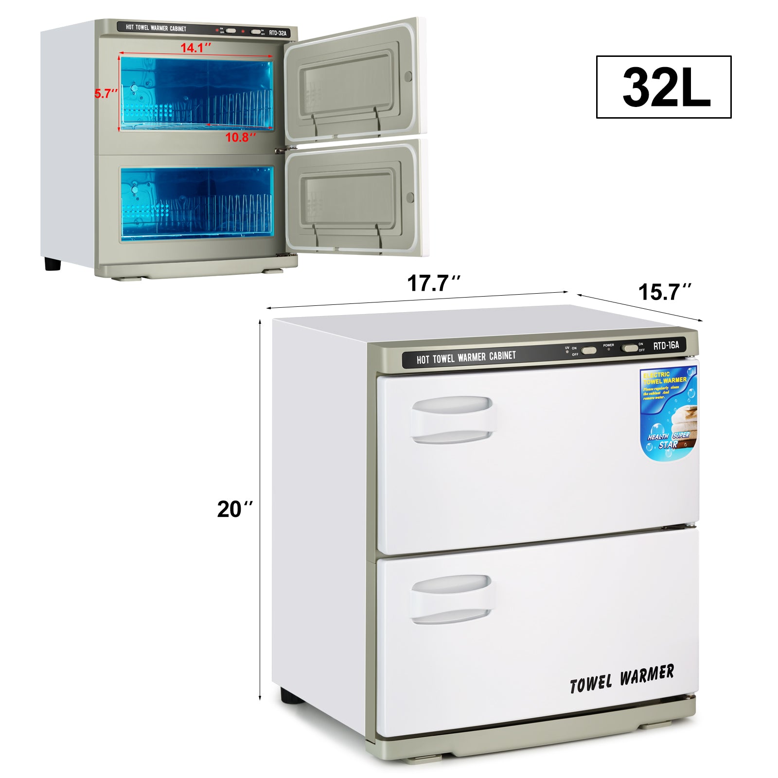 16L 23L 32L 48L, calentador de toallas calientes Toalla de salón gabinete caliente para tratamientos faciales peluquero esteticista