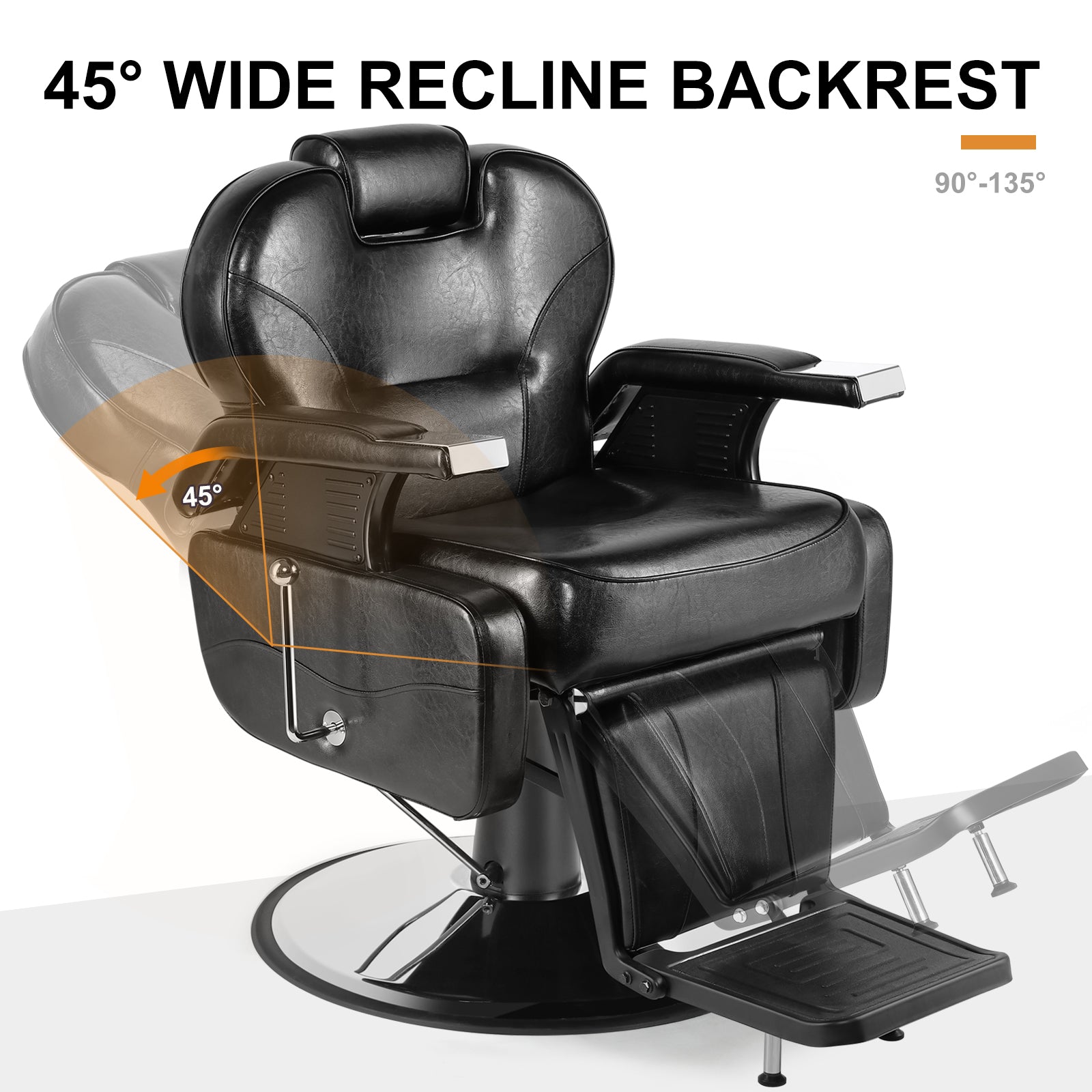 #5001 Hydraulic Reclining Heavy Duty Barber Chair Red