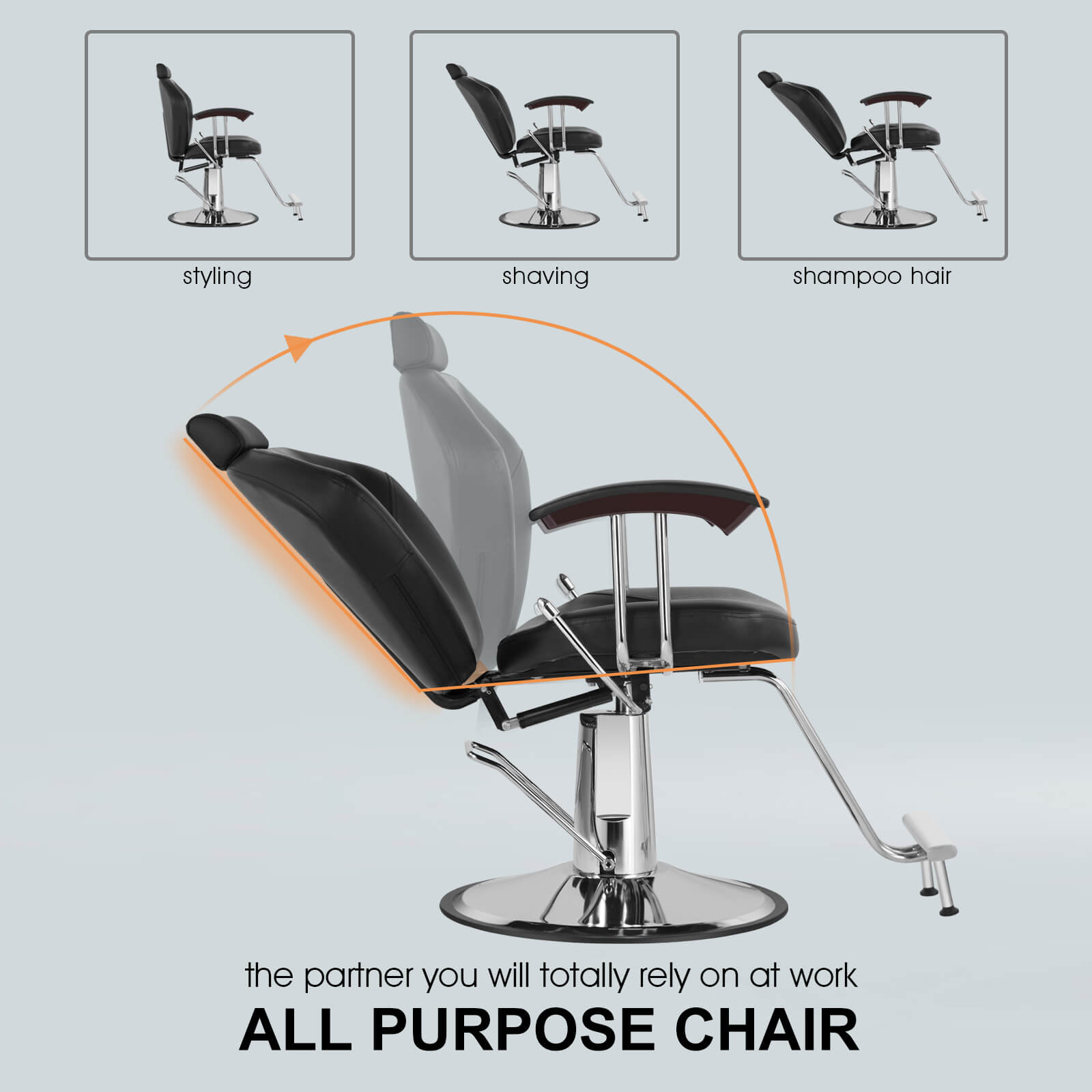 #5002 All Purpose Chairs for Barbershop Barber Chair Reclining, Both Sides Levers for Left-handed