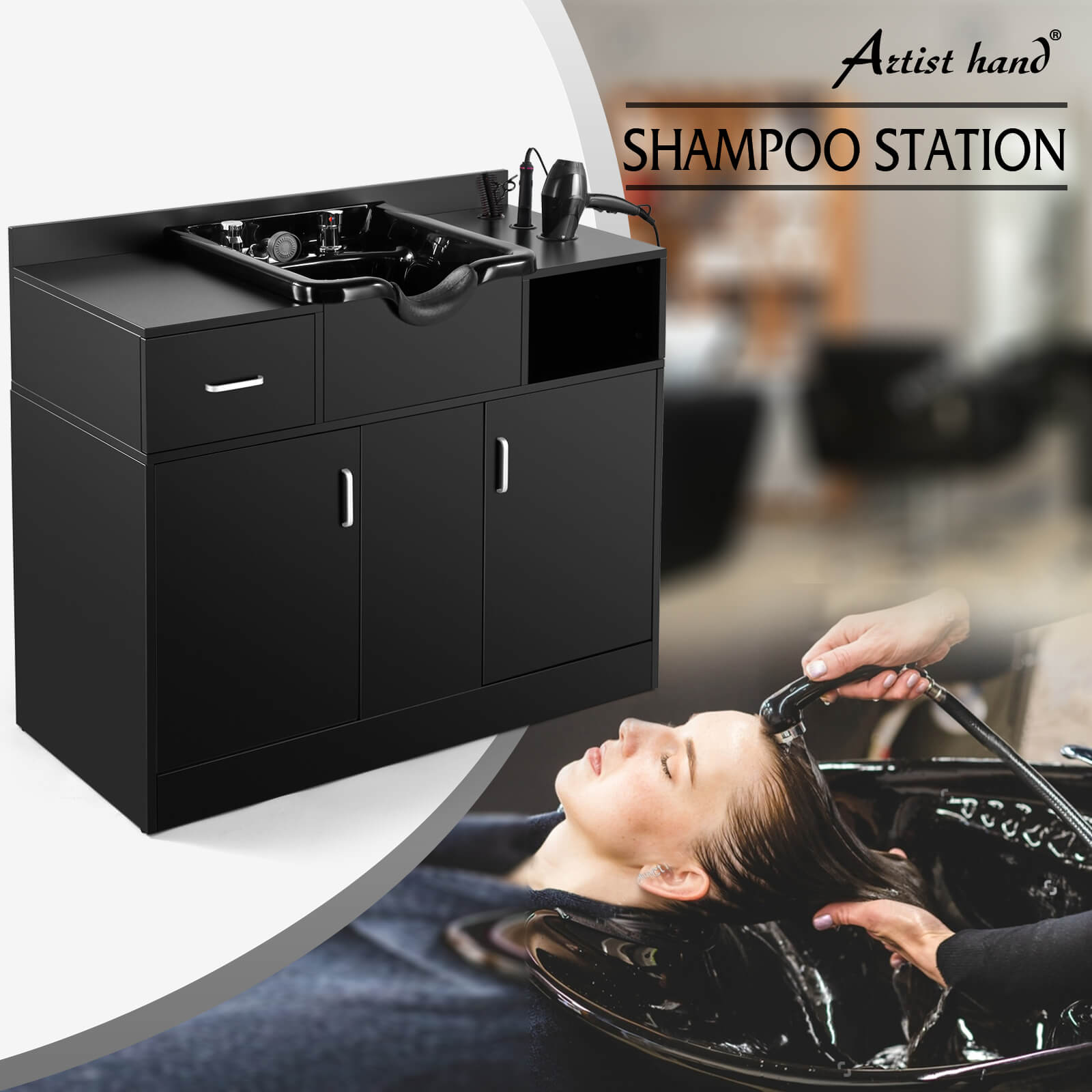 #10093 Shampoo Station + #5001 Barber Chair Artist hand