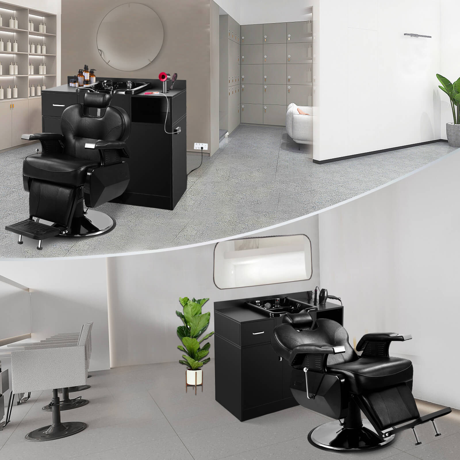 #10093 Shampoo Station + #5001 Barber Chair Artist hand