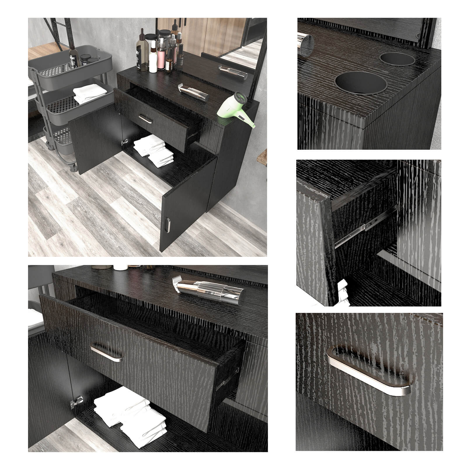 #11012 Wall Mount Barber Station Vanity Mirror Artist hand