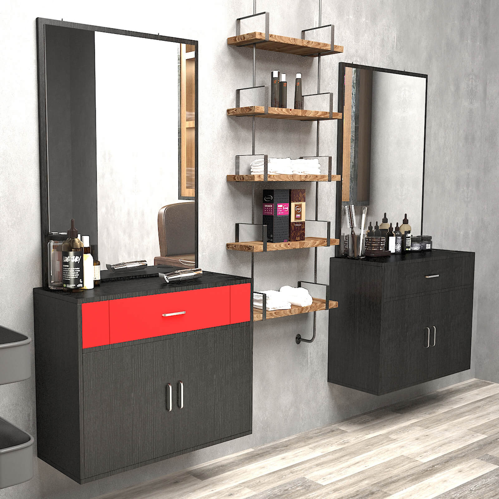 #11012 Wall Mount Barber Station Vanity Mirror Artist hand