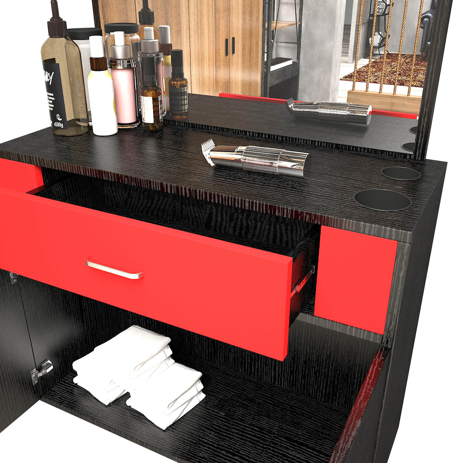 #11012 Wall Mount Barber Station Vanity Mirror Artist hand