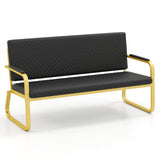 #1020 Waiting Chair, 56’’ Office Guest Chair, Reception Seating with Padded Cushion, Durable Metal Frame, for Beauty Salon Barber Shop