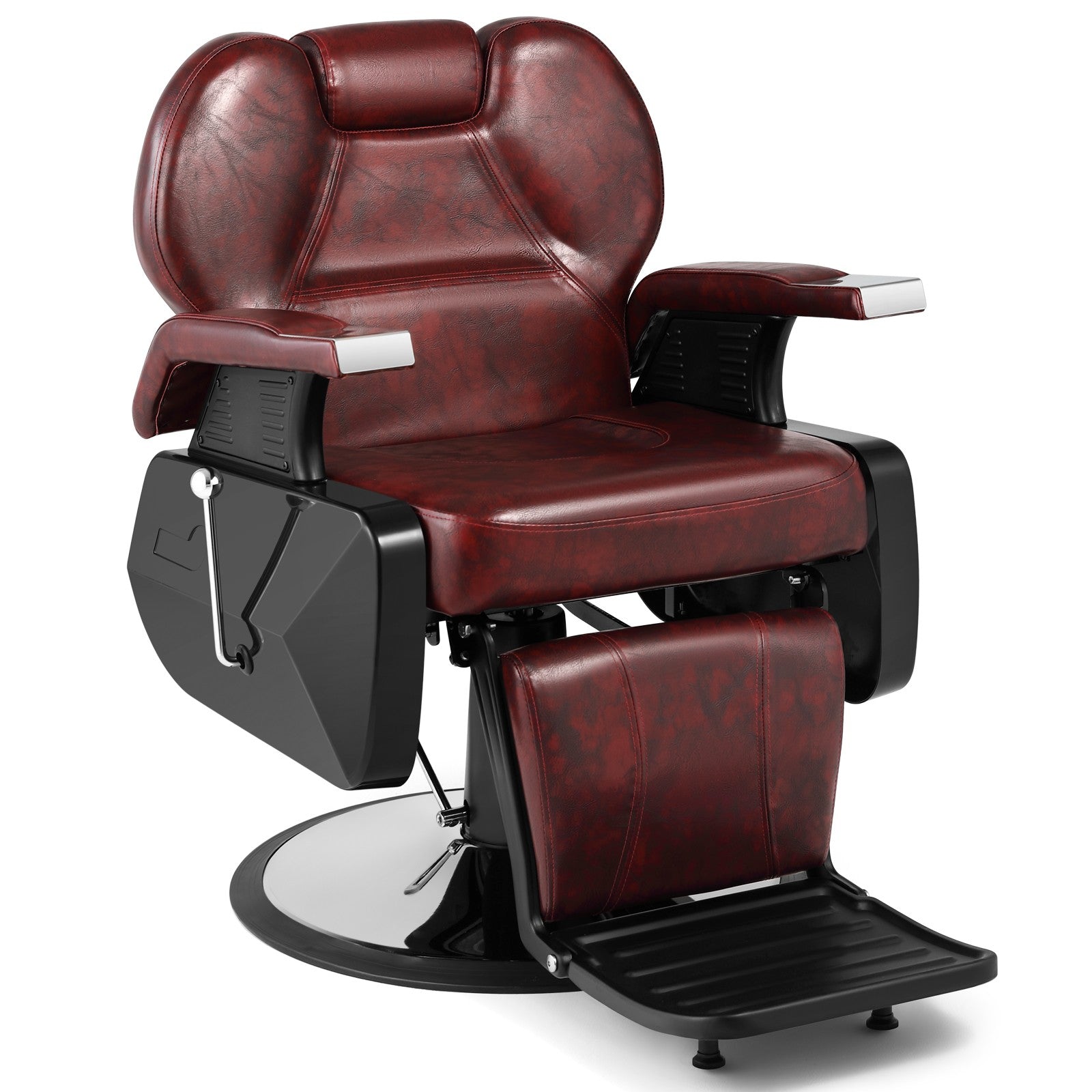 #5116 Silla de peluquero reclinable hidráulica para servicio pesado, roja