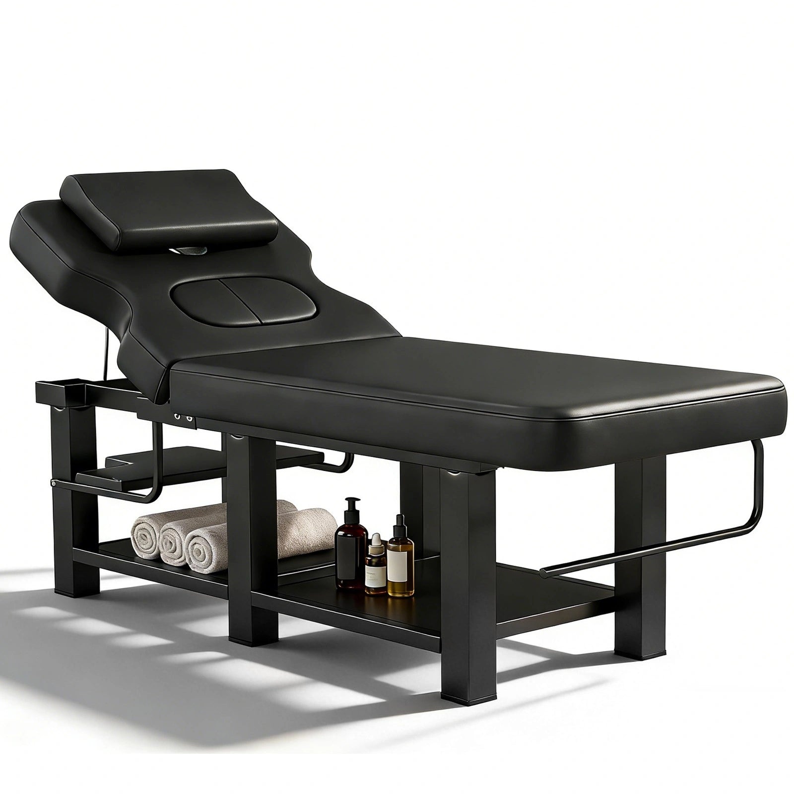 #2085 Heavy Duty Professional Stationary Massage Table, Wide Spa Facial Bed with Backrest