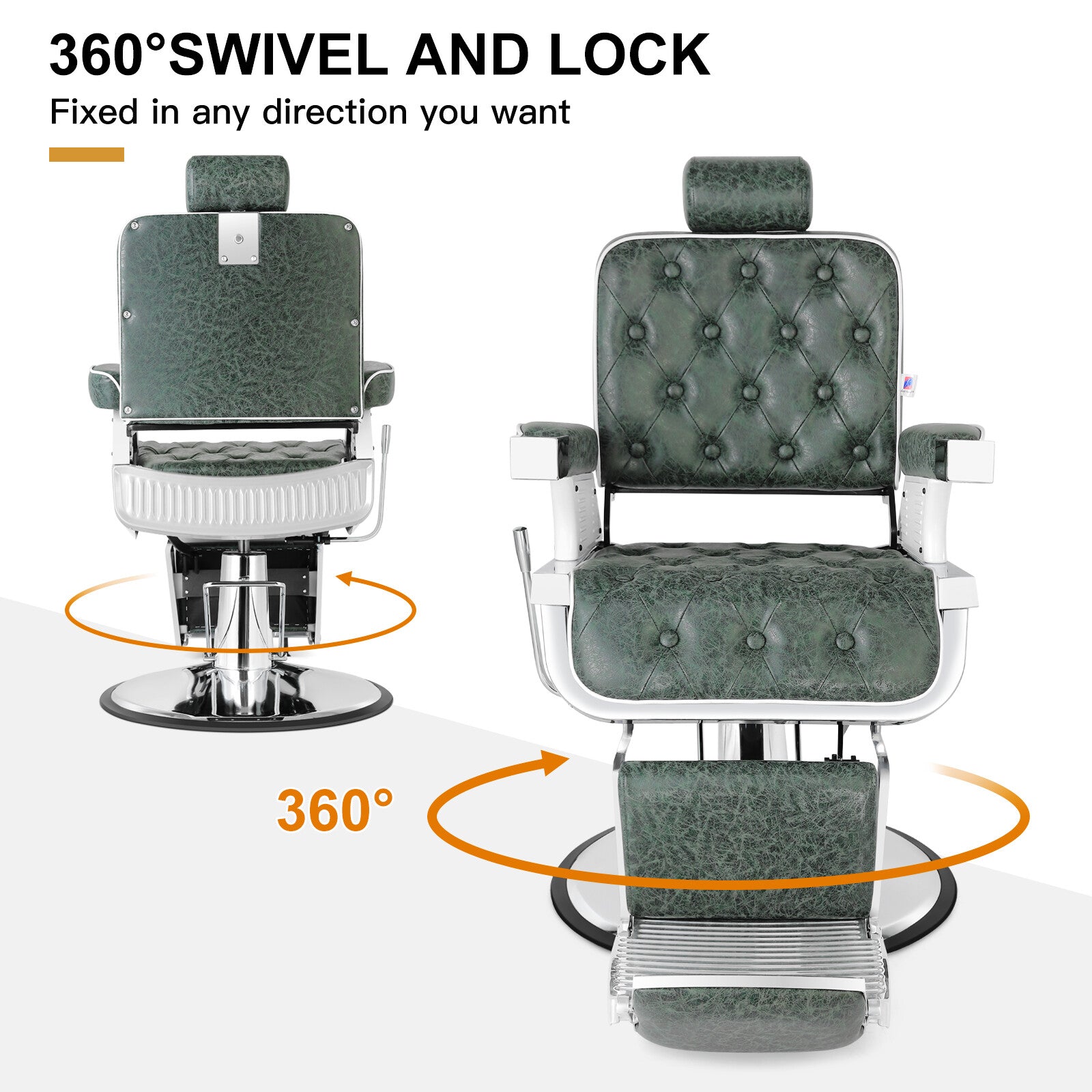 #5274 Vintage Heavy Duty Recline Hydraulic Barber Chair (Green)