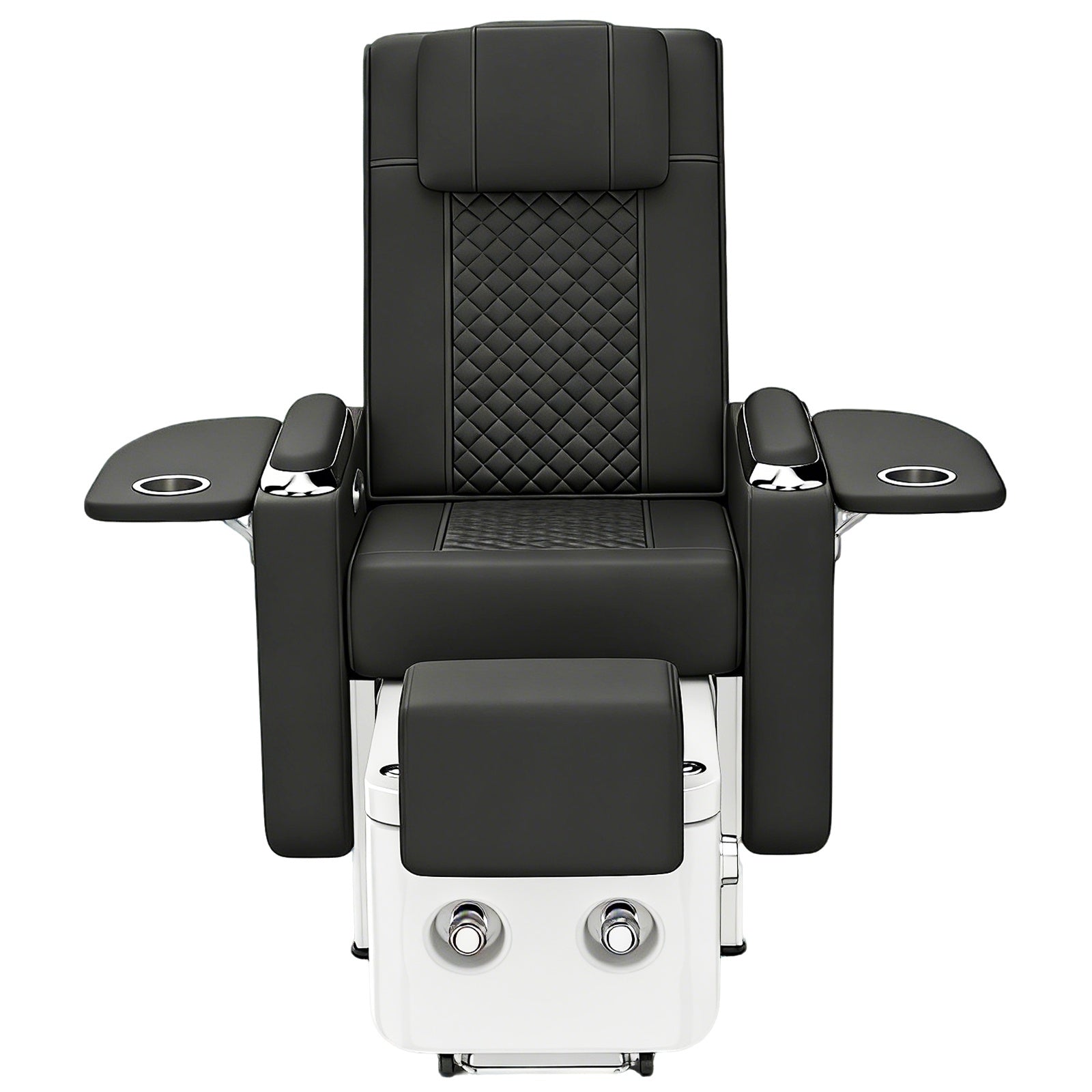 #1084 Pedicure Spa Chair Spa Chair with Foot Spa Basin, Manicure & Massage Chair, Electric Recline, 4-Head Back Massage, Hot/Cold Water Controls, LED Light & Jet Tub, Fast Drain Pump, Pull-Out Bowl(Black)
