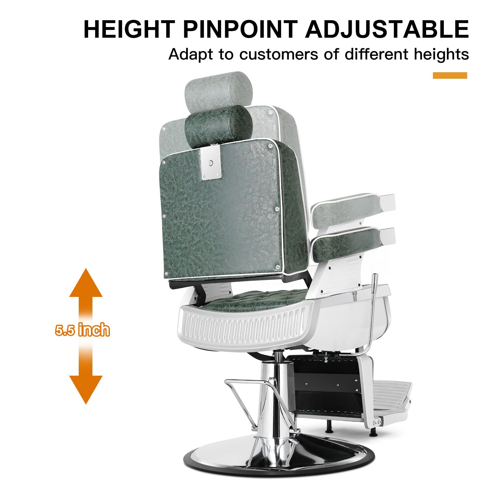 #5274 Vintage Heavy Duty Recline Hydraulic Barber Chair (Green)