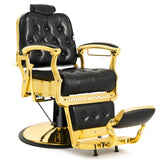 #5043 Heavy Duty Prestige Vintage Barber Chair (Black/Gold)