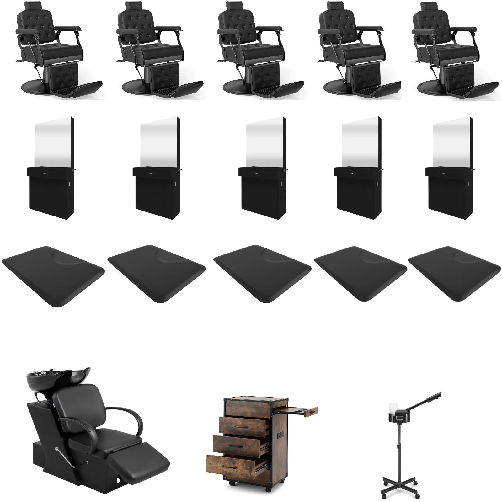 5+ Station 5078 Barber Chair Bundle with Backwash