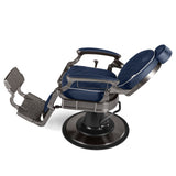 #5097 Vintage Hydraulic Barber Chair – 450 lb Capacity, 360° Swivel & 135° Recline Navy / Silver