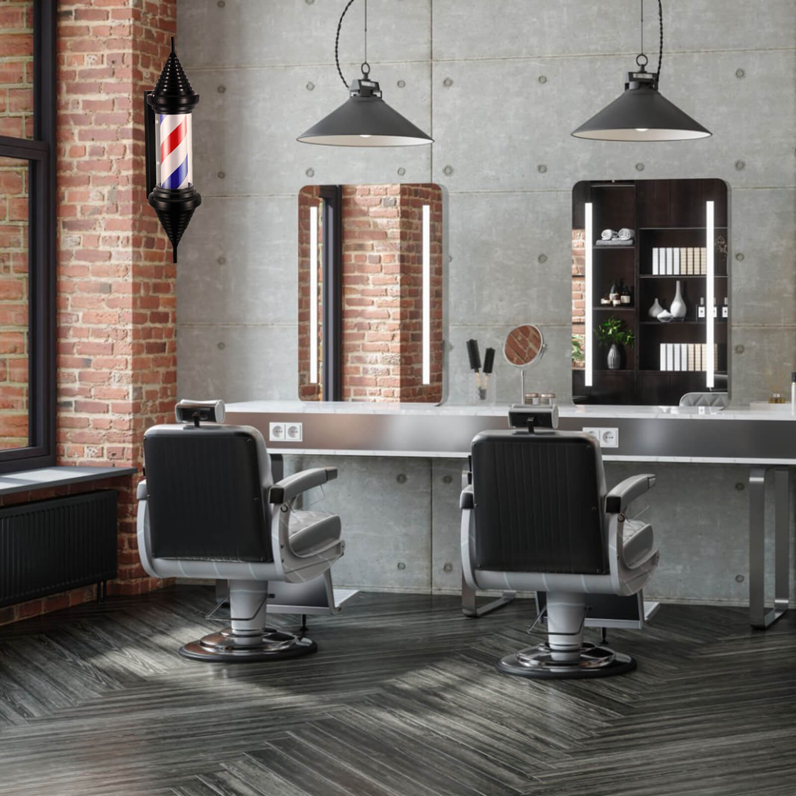 #4044 Rotating Light Vintage LED Barber Pole