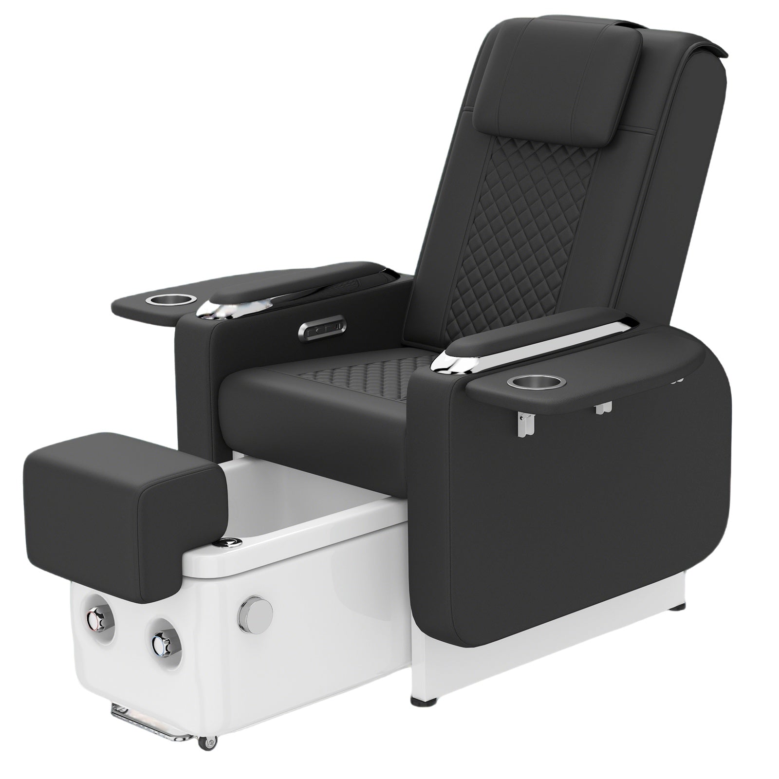 #1084 Pedicure Spa Chair Spa Chair with Foot Spa Basin, Manicure & Massage Chair, Electric Recline, 4-Head Back Massage, Hot/Cold Water Controls, LED Light & Jet Tub, Fast Drain Pump, Pull-Out Bowl(Black)
