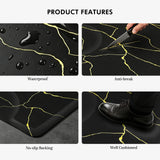 #10029 Barber Chair Mat with Black Gold Marble Pattern, Rectangular Salon Mat, 3' x 4' x 1/2"