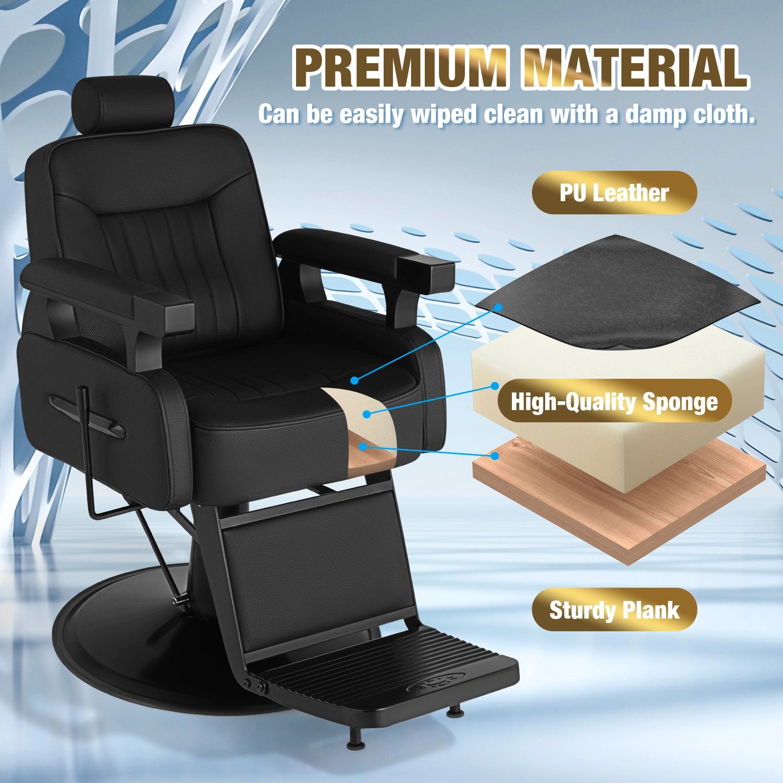 🆕#5081 Vintage Reclining 150° Hydraulic Barber Chair