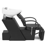 #1902 Shampoo Bowl, white 47’’ Ceramic Bowl Shampoo Chair Adjustable Backwash Sink Salon Wash Unit Shampoo Station Artist hand