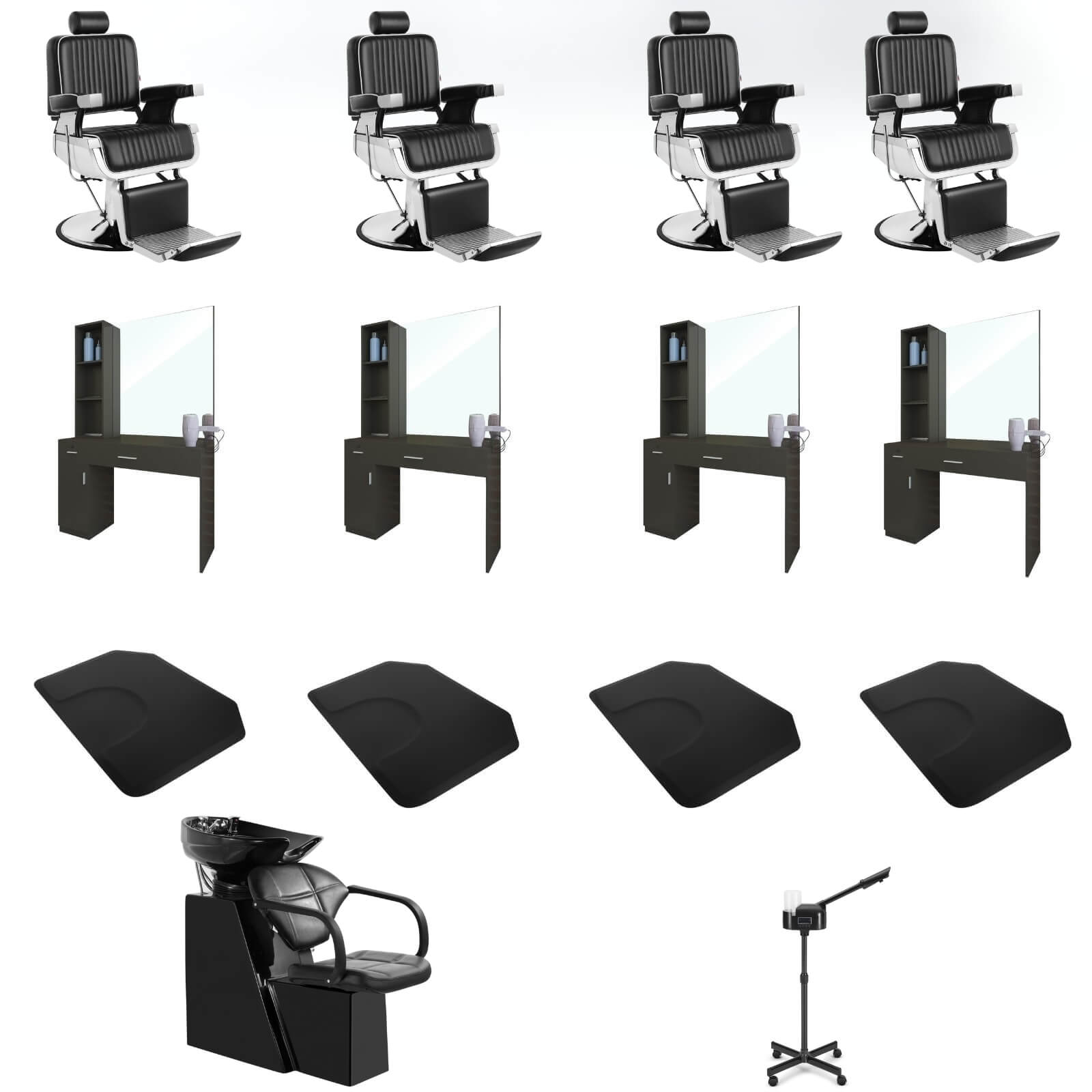 #5073 Barber Chairs with #1005 Shampoo Bed + Facial Steamer