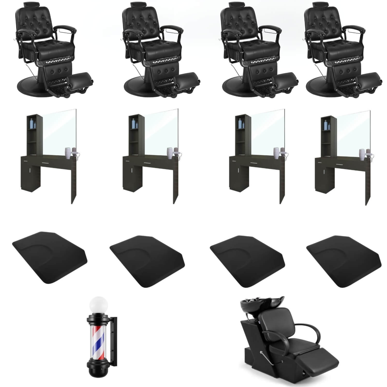 #5043Black Barber Chairs with 1006 Shampoo Station