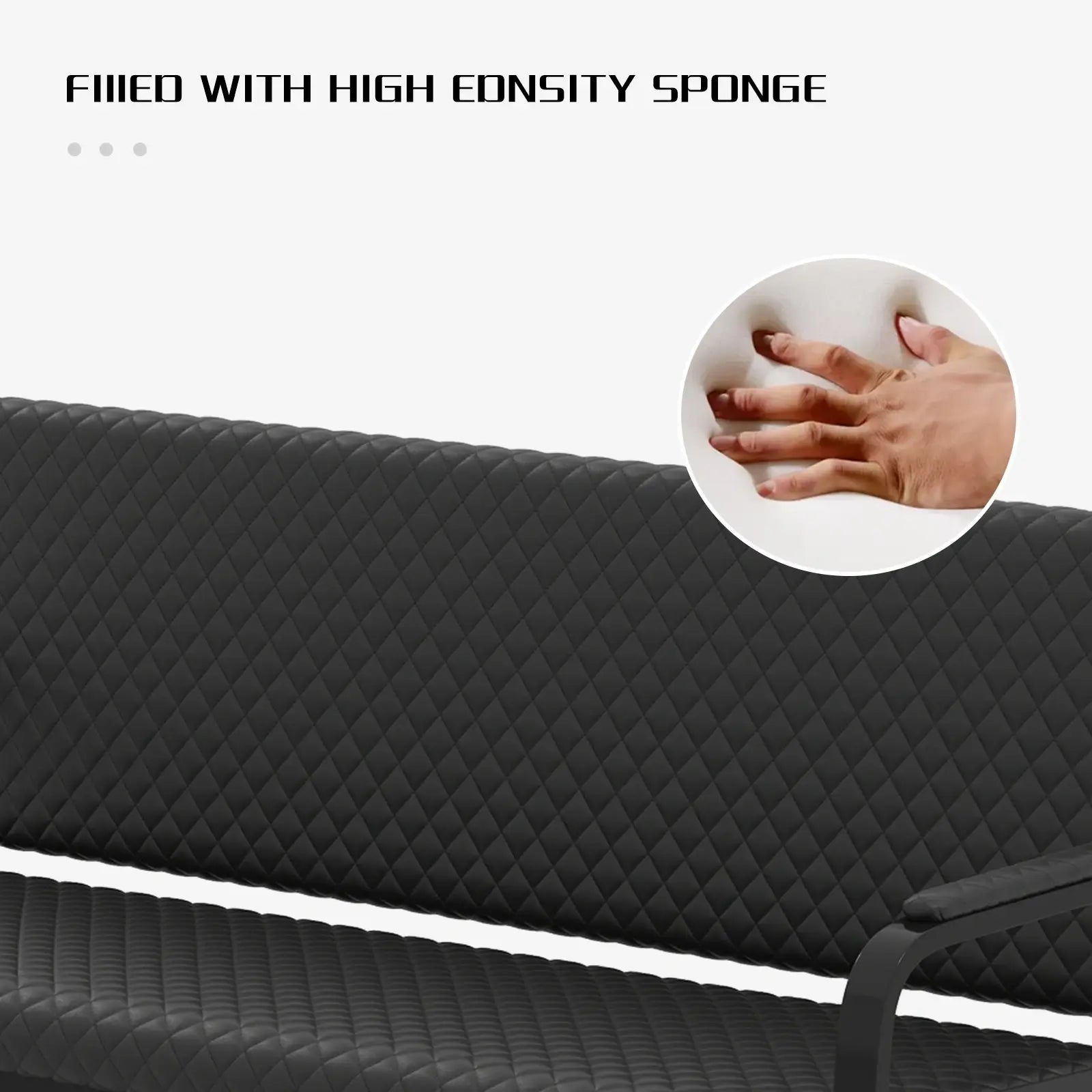 #1020 Waiting Chair, 56’’ Office Guest Chair, Reception Seating with Padded Cushion, Durable Metal Frame, for Beauty Salon Barber Shop