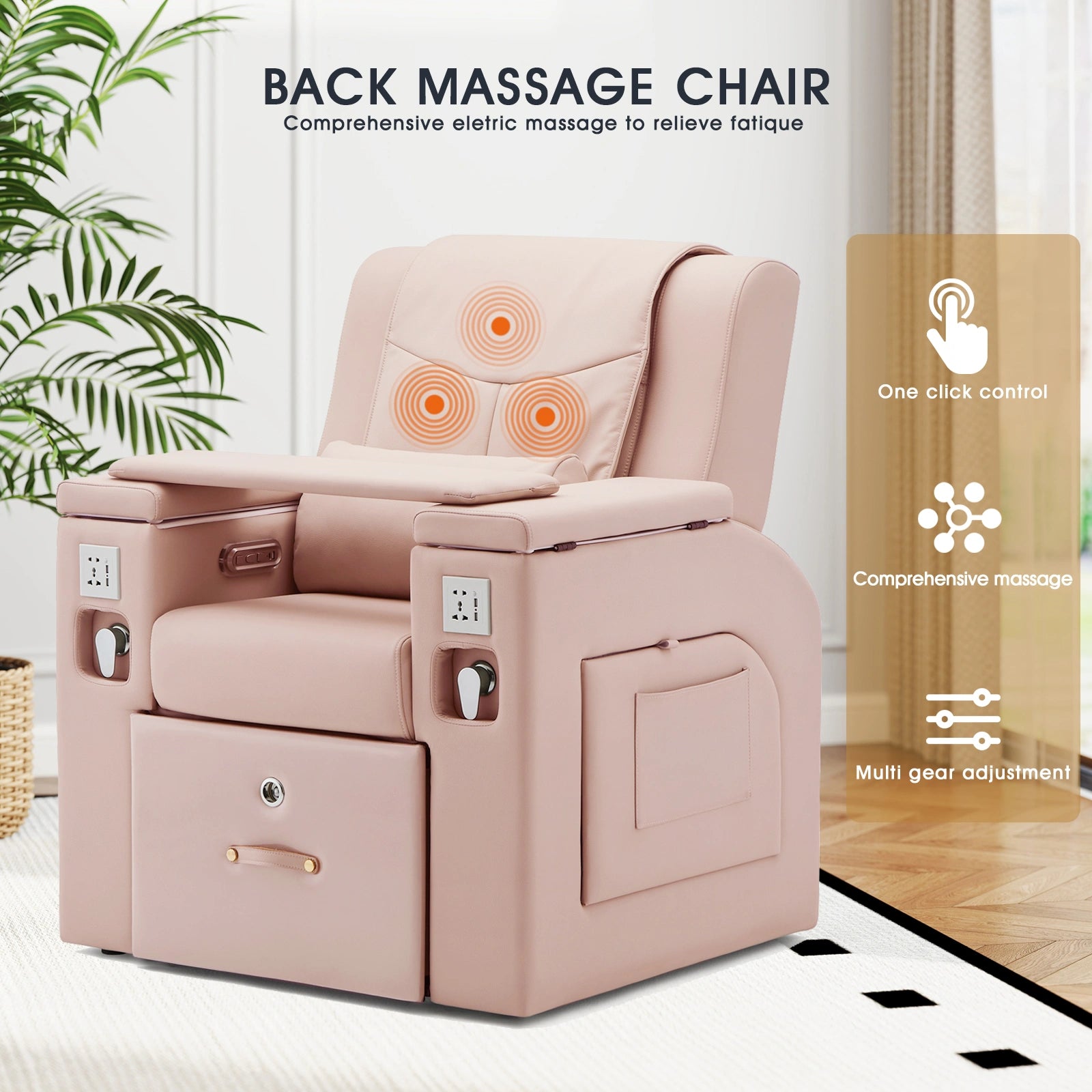 #1481 Pedicure Spa Chair, Massage Chair, with Smart Foot Bathtub, Hand Wash, Salon Chairs for Manicure, Foot Bath