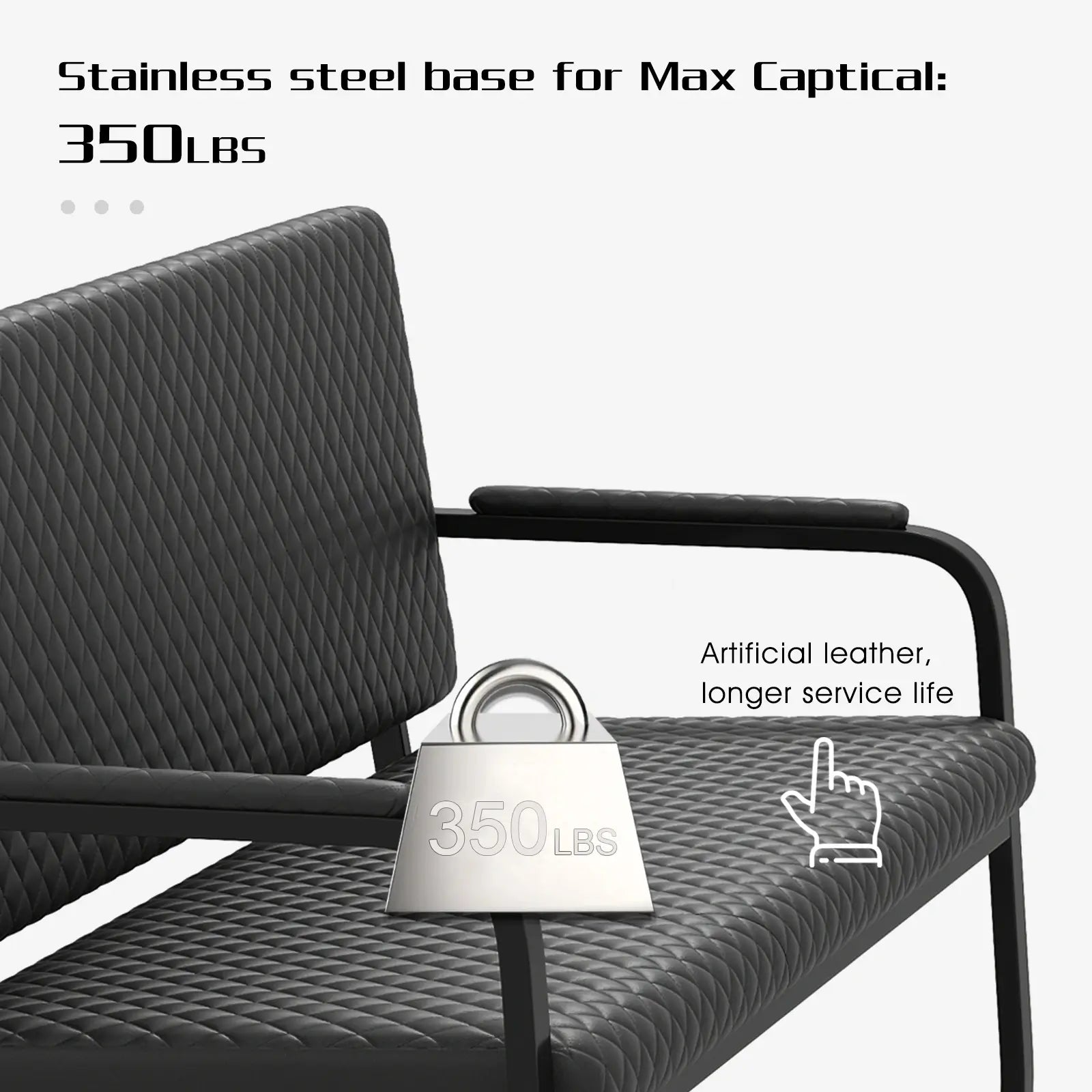 #1020 Waiting Chair, 56’’ Office Guest Chair, Reception Seating with Padded Cushion, Durable Metal Frame, for Beauty Salon Barber Shop