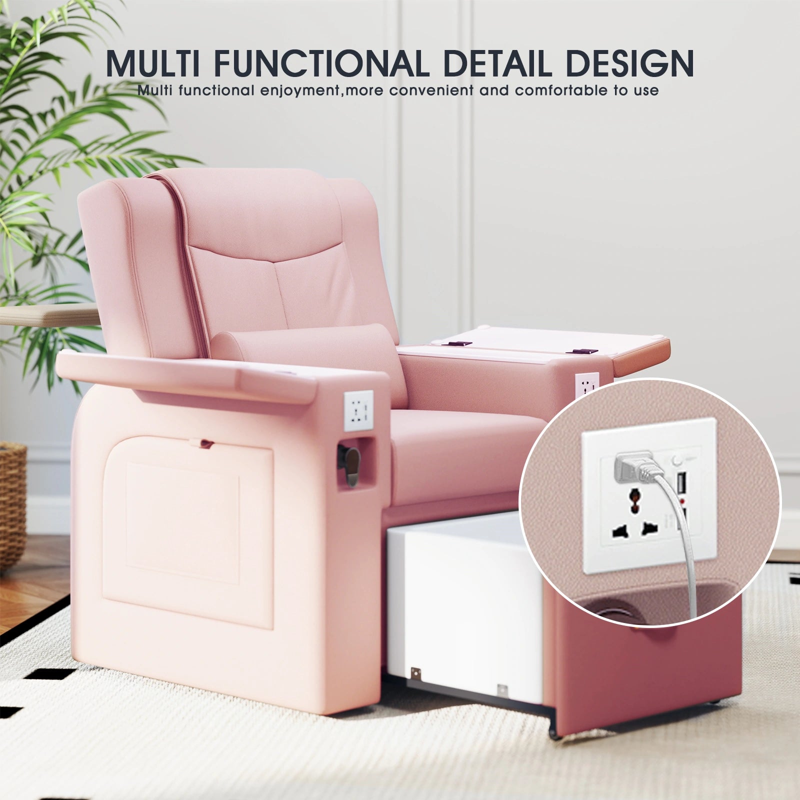 #1481 Pedicure Spa Chair, Massage Chair, with Smart Foot Bathtub, Hand Wash, Salon Chairs for Manicure, Foot Bath