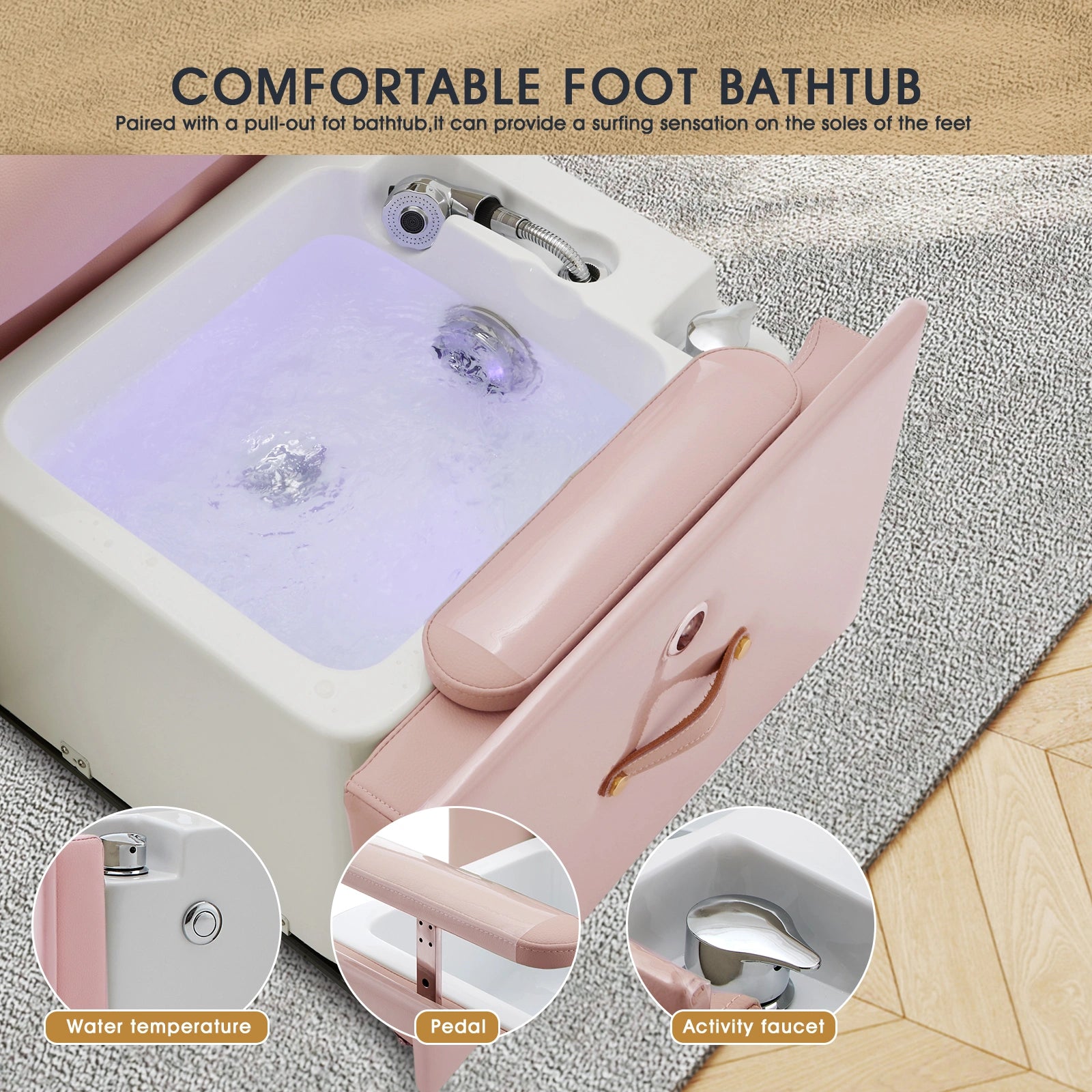 #1481 Pedicure Spa Chair, Massage Chair, with Smart Foot Bathtub, Hand Wash, Salon Chairs for Manicure, Foot Bath