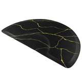 #10028 Barber Chair Mat with Black Gold Marble Pattern, Semi-Circle, 3' x 5' x 1/2"