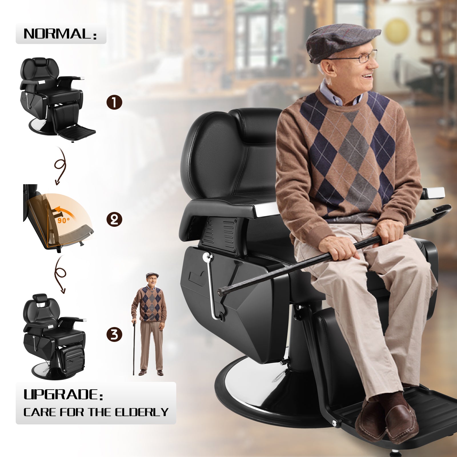 5001 Hydraulic Reclining Heavy Duty Barber Chair - Artist hand