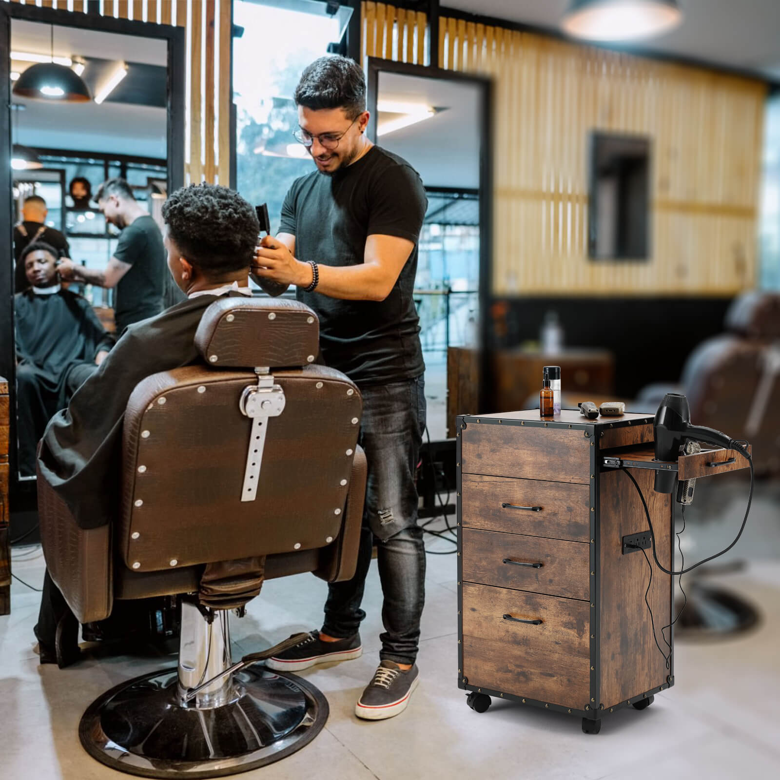 #7015 Vintage Rolling Salon Station Beauty Barber Spa Trolley Storage Cart