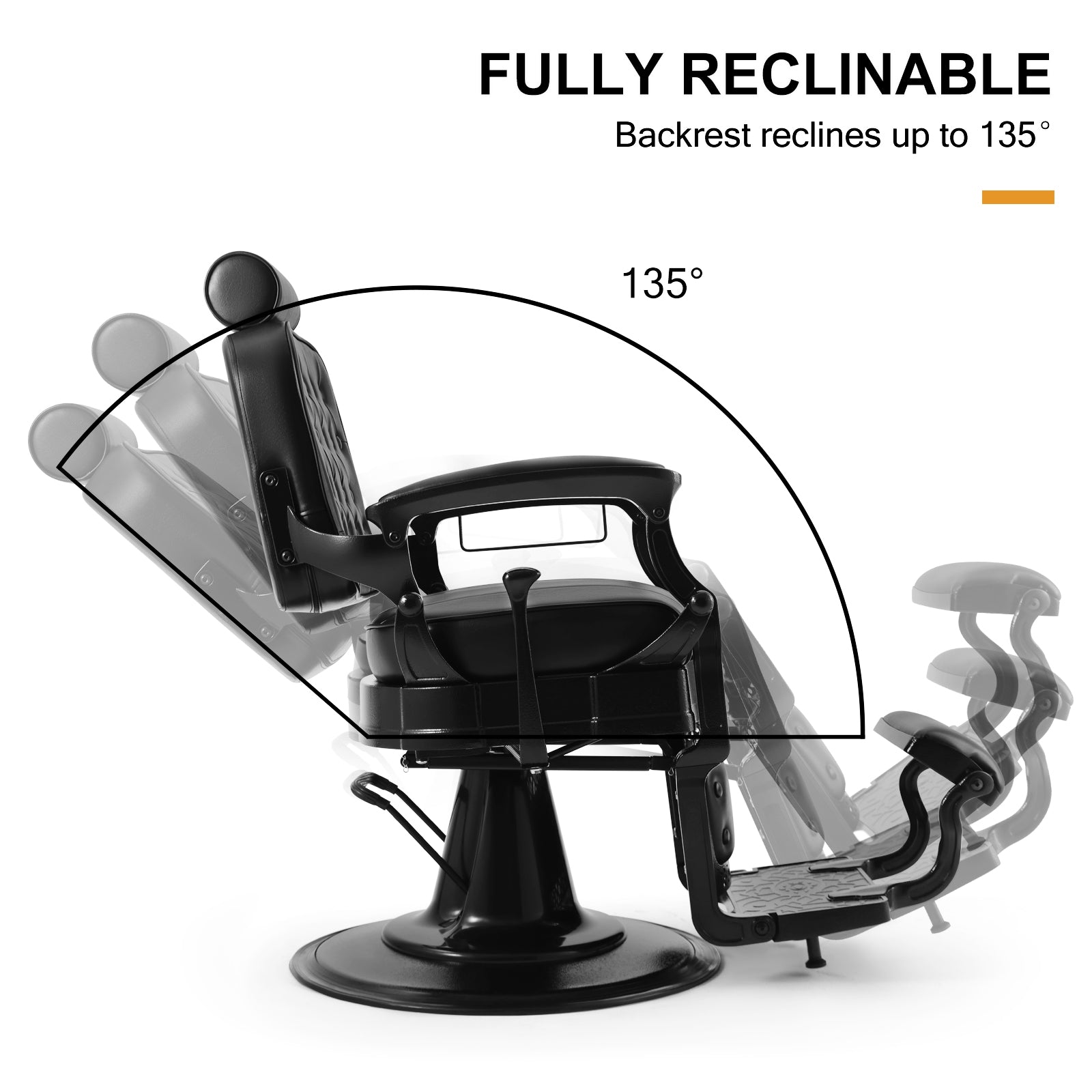 🆕#5087 Vintage Reclining Heavy Duty Barber Chair