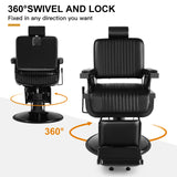 🆕#5073 Heavy Duty Recline Hydraulic Barber Chair (All Black)