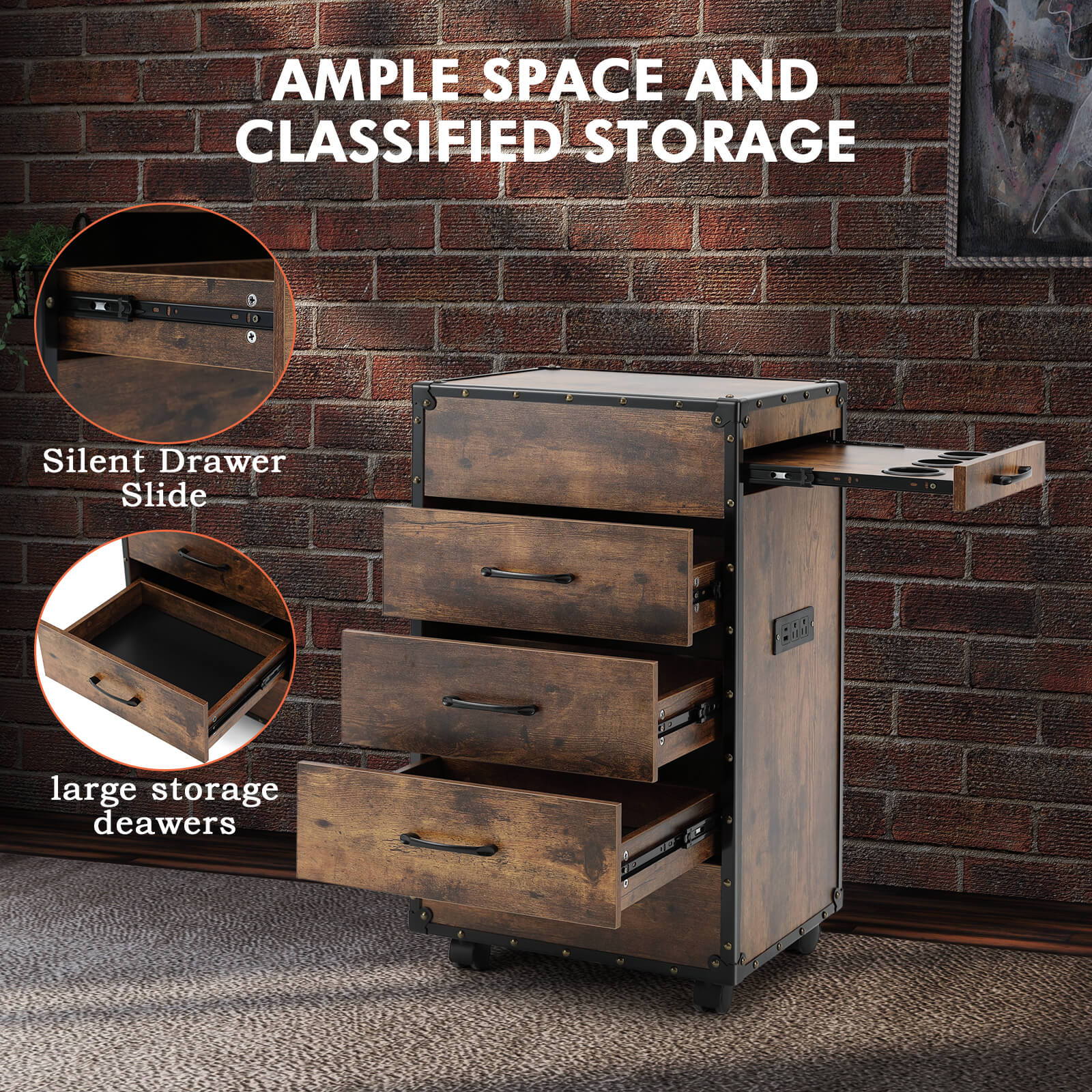 #7015 Vintage Rolling Salon Station Beauty Barber Spa Trolley Storage Cart