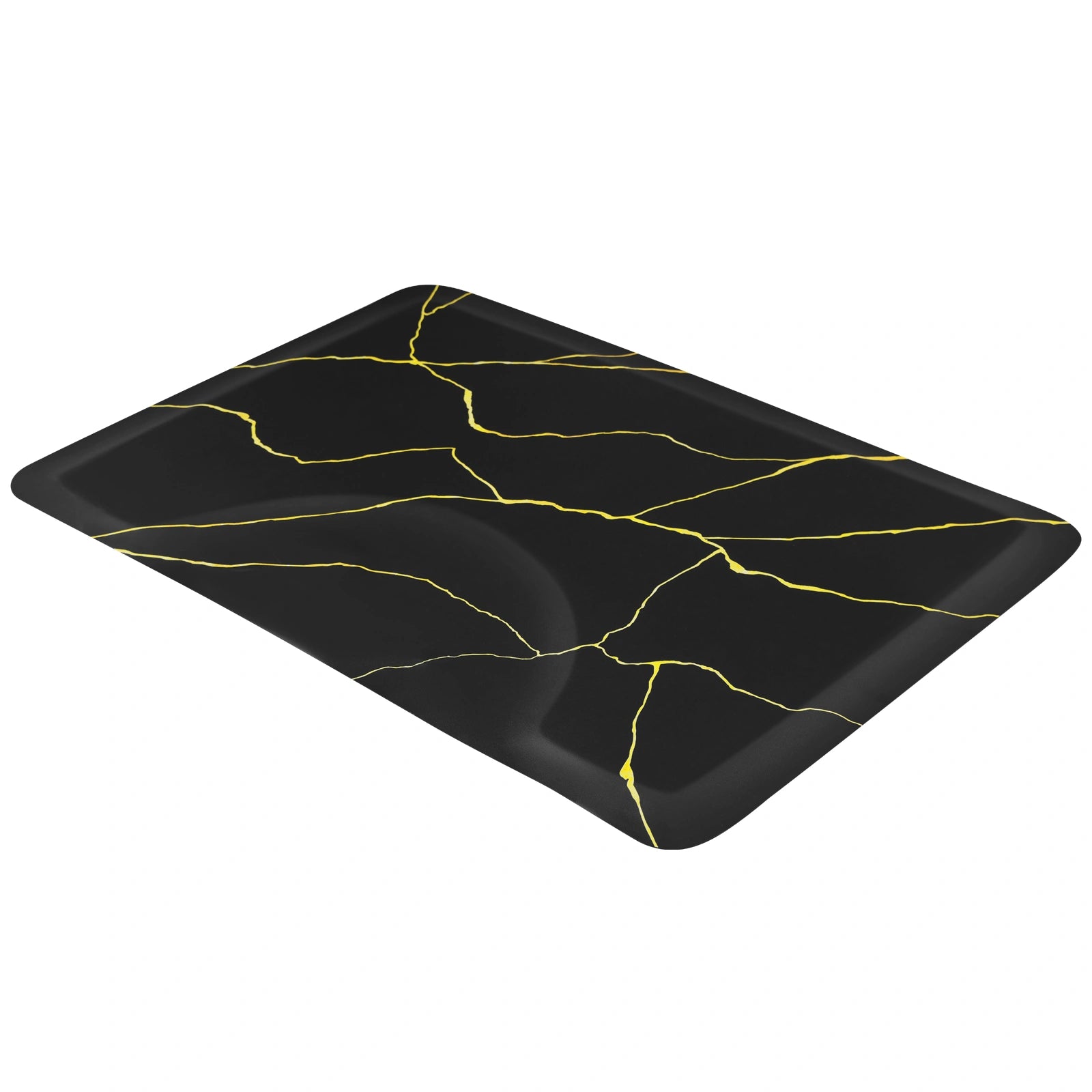 #10029 Barber Chair Mat with Black Gold Marble Pattern, Rectangular Salon Mat, 3' x 4' x 1/2"