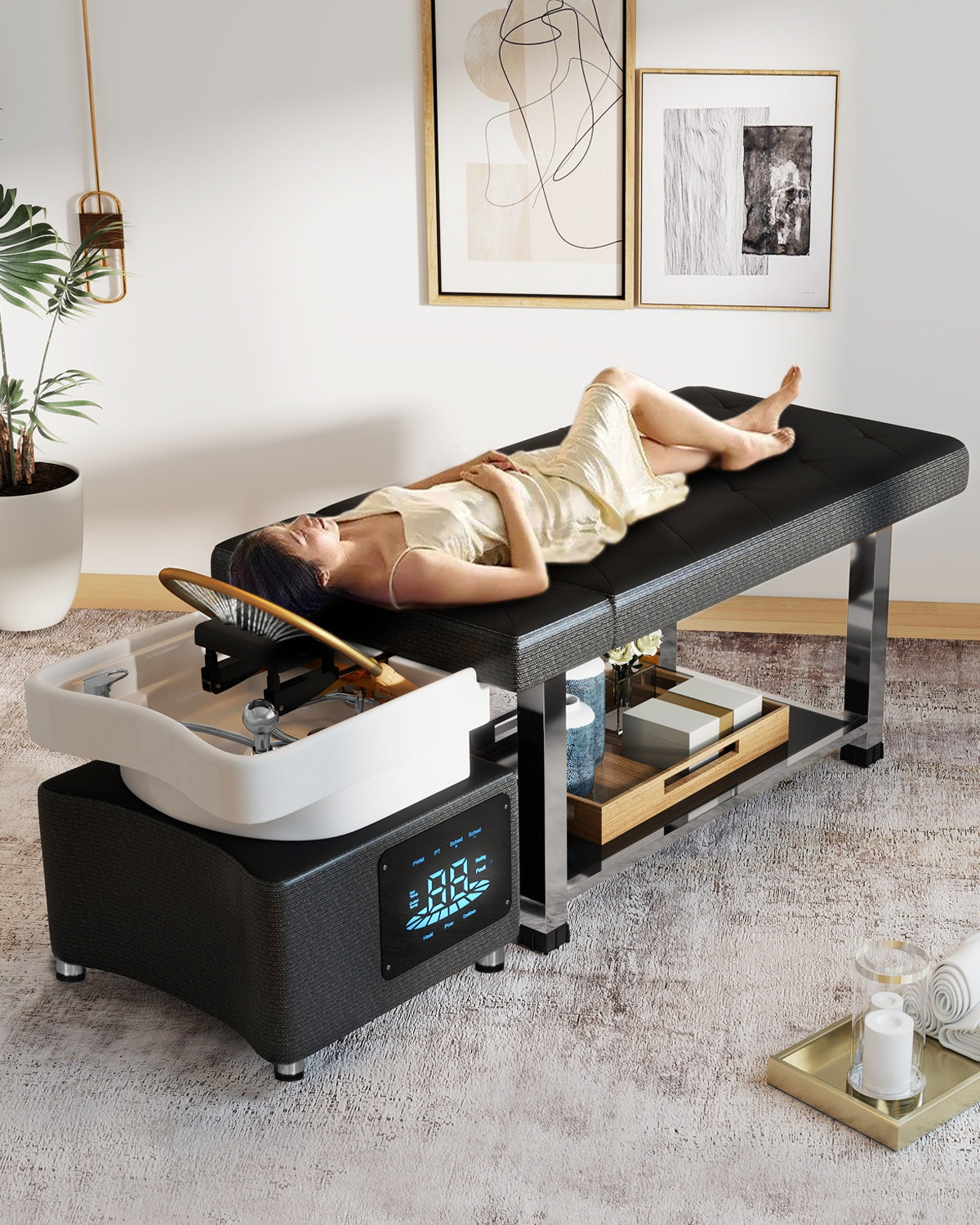 #2084 Head Spa Bed, Hair Washing, Shampoo Massage Bed with Water Cycle Salon Equipment for Beauty Head Spa, Constant Temperature System