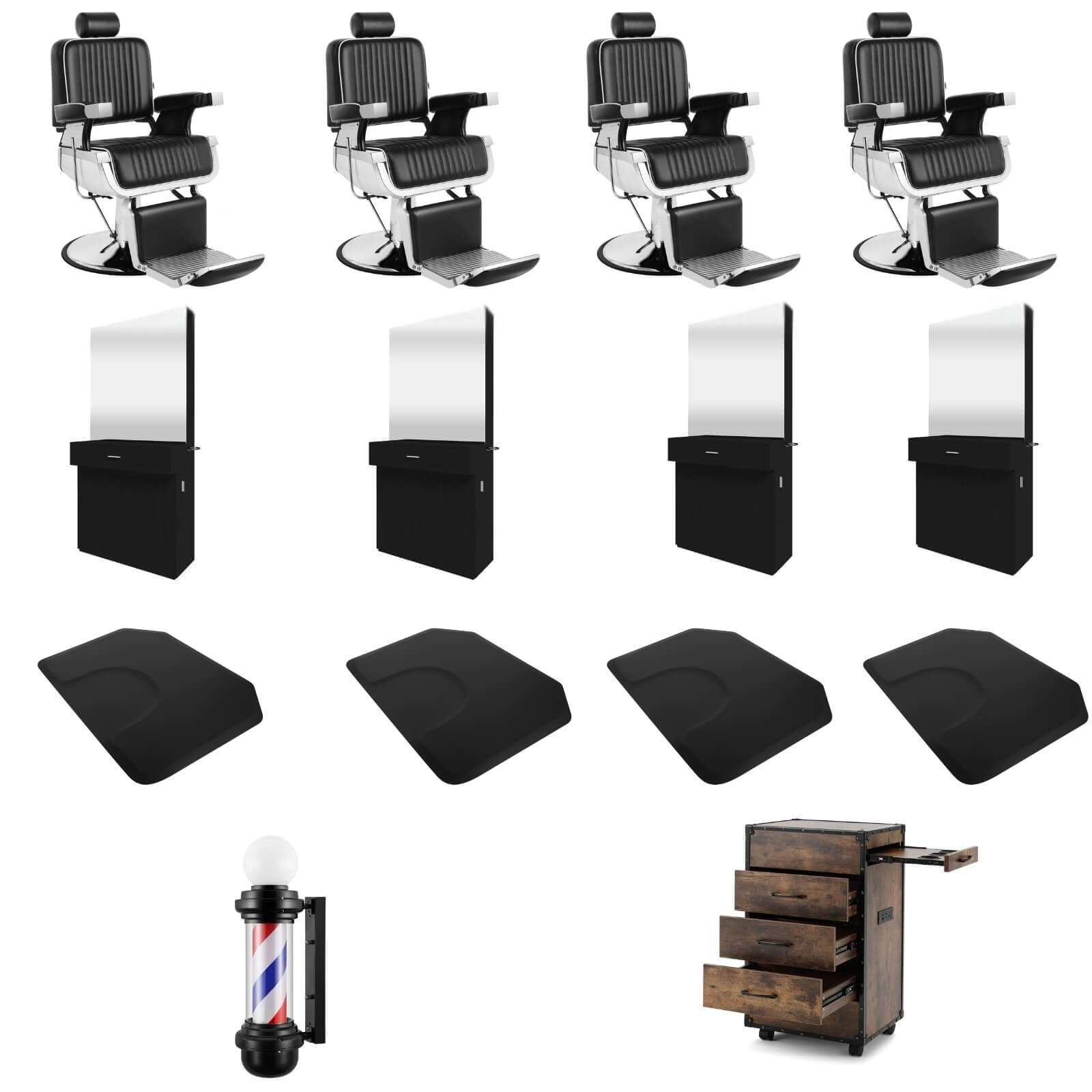 #5073 Barber Chairs with Vintage Tray + Barber Pole