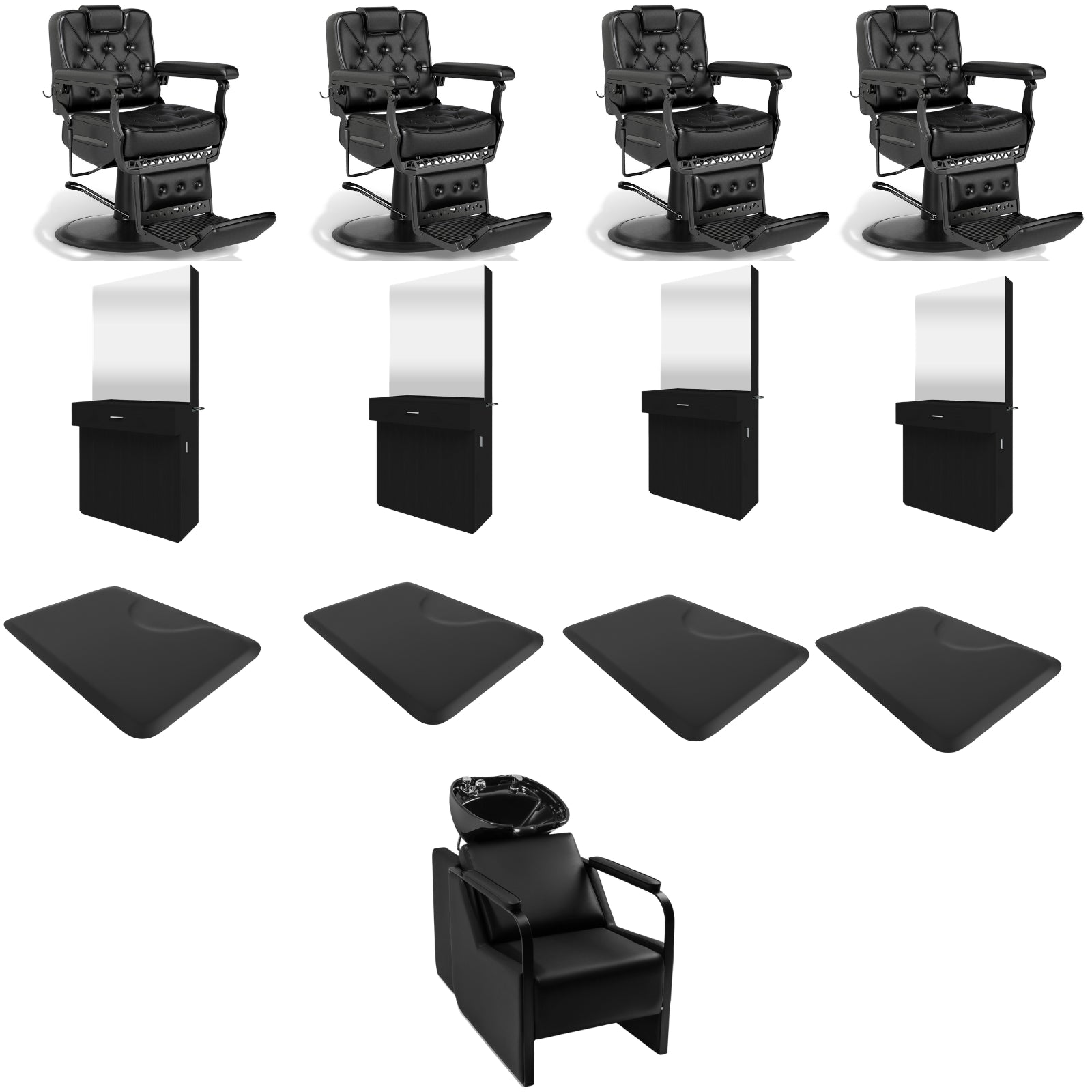 4-Station 5075 Barber Chair Bundle with Backwash