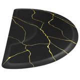 #10028 Barber Chair Mat with Black Gold Marble Pattern, Semi-Circle, 3' x 5' x 1/2"