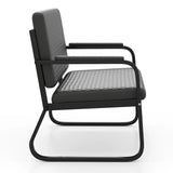 #1020 Waiting Chair, 56’’ Office Guest Chair, Reception Seating with Padded Cushion, Durable Metal Frame, for Beauty Salon Barber Shop