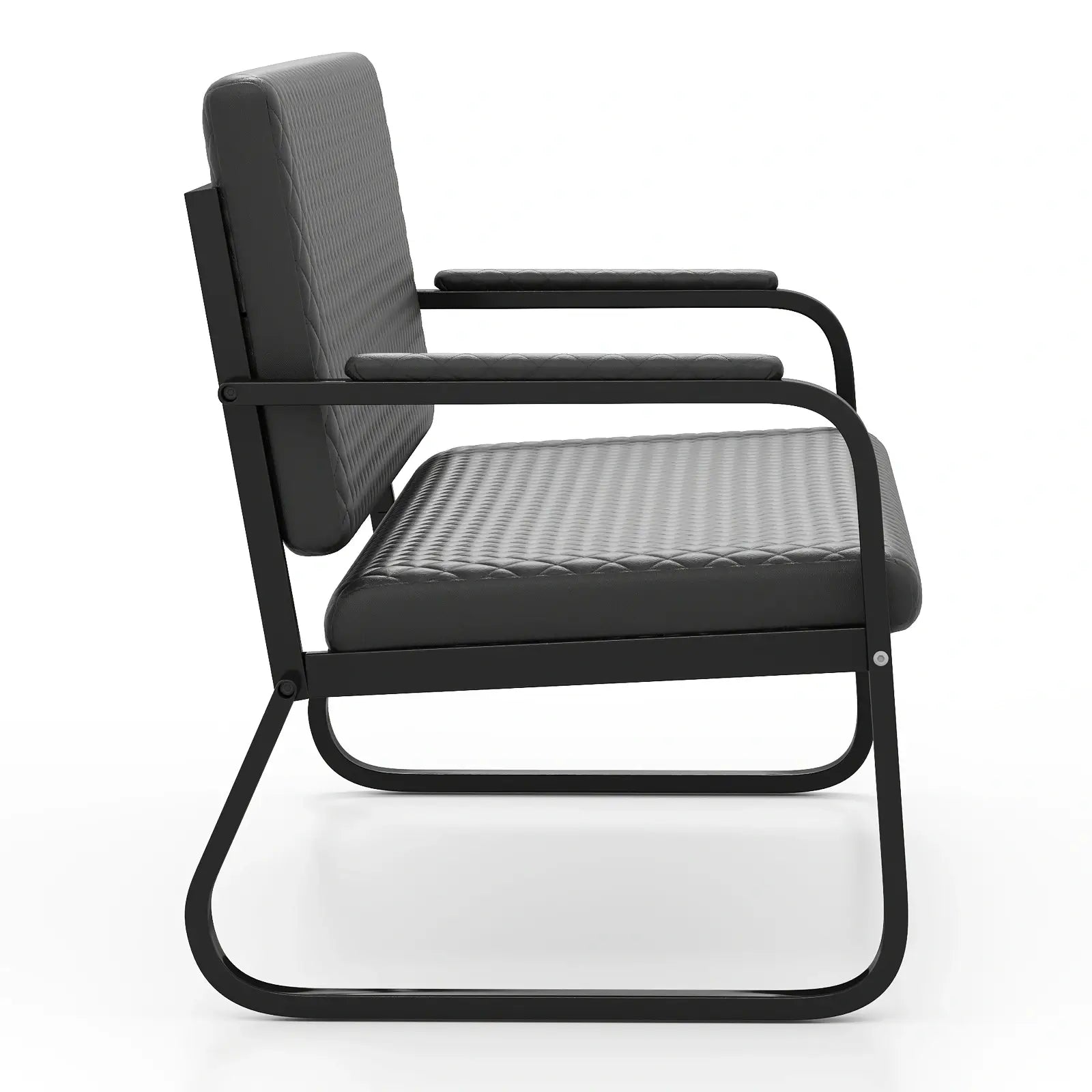 #1020 Waiting Chair, 56’’ Office Guest Chair, Reception Seating with Padded Cushion, Durable Metal Frame, for Beauty Salon Barber Shop