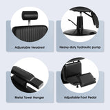 🆕#5073 Heavy Duty Recline Hydraulic Barber Chair (All Black)