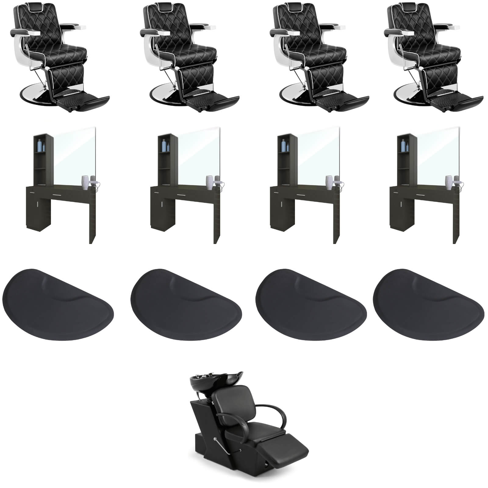 #5065 Barber Chairs with #1006 Shampoo Bed