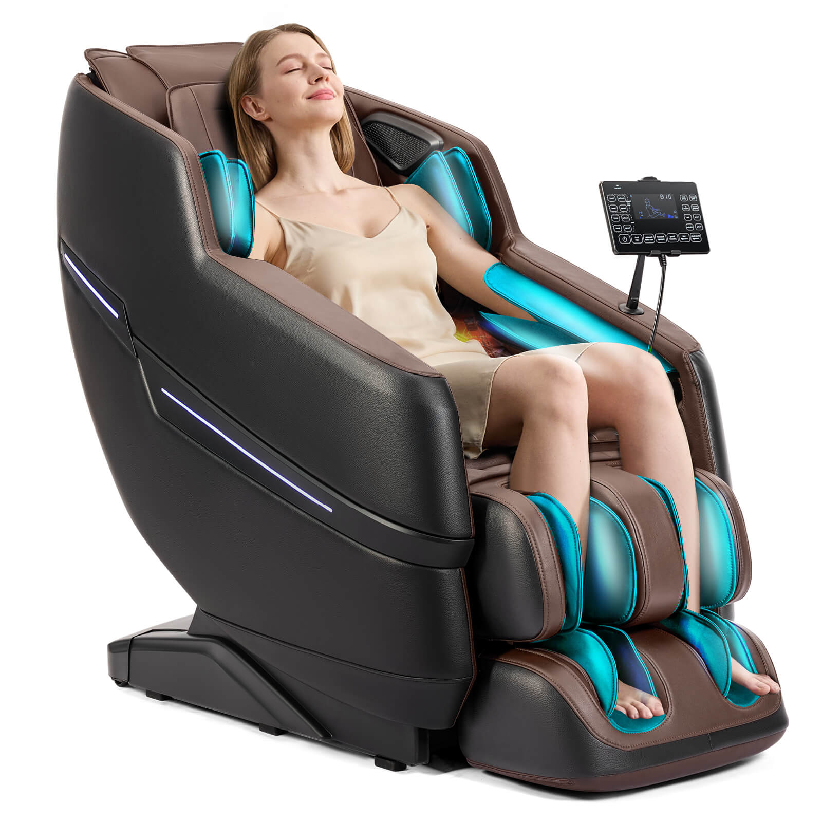 #20022 Zero Gravity Full Body Massage Chair ,2026 Newest Version Recliner with 10 Fix Rollers, 6 Modes, Bluetooth Speakers, Waist Heating, Foot Roller Massage, Full-Body Airbags, Black/Brown